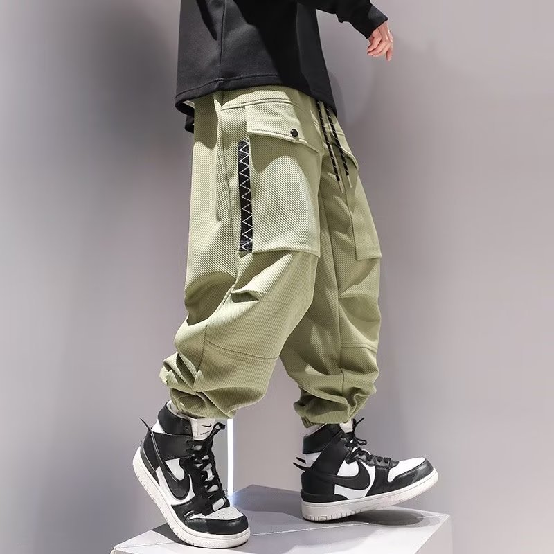Street Fashion Kpop - Korean Cargo Pants Men Japanese Streetwear