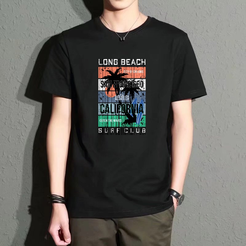 Street Fashion California - Men's Black Crew Neck Short-Sleeve T-Shirt
