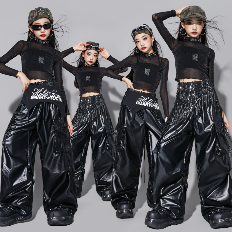 Street Fashion Kpop - Children Streetwear Costume Girls K-pop Shiny