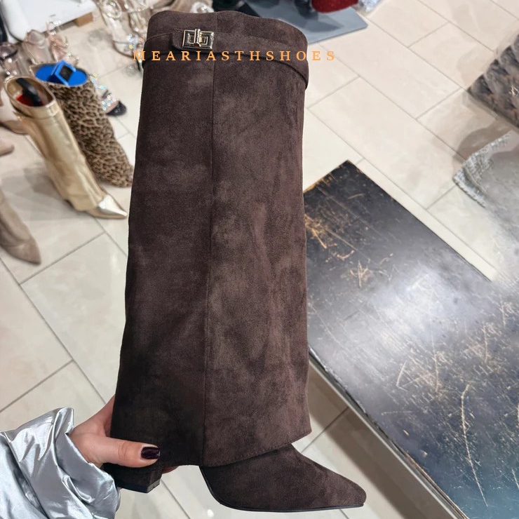 Women's Chunky Heel Knee High  - Street Fashion Winter avaliação e preço