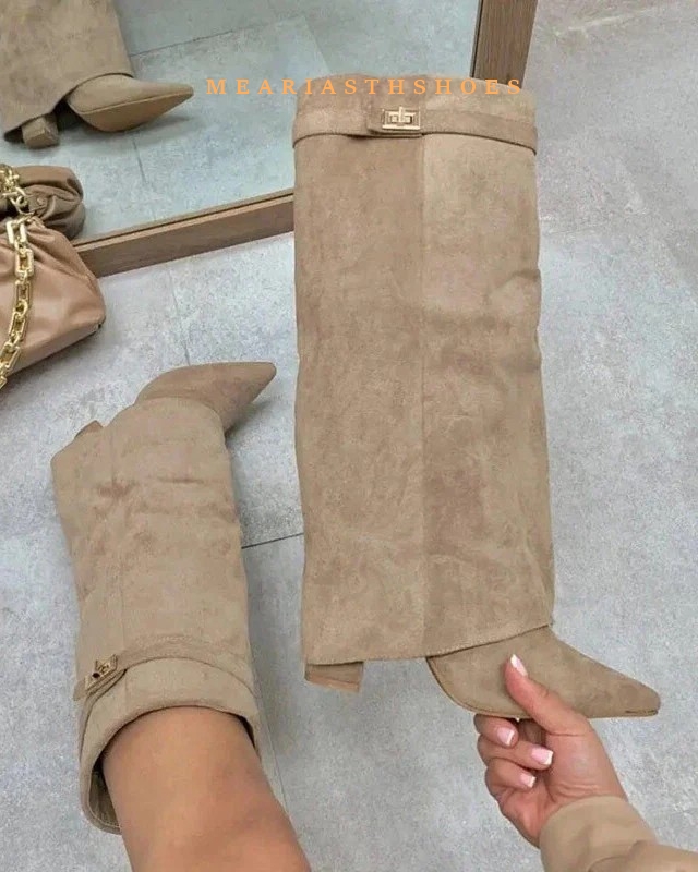 Women's Chunky Heel Knee High  - Street Fashion Winter avaliação e preço