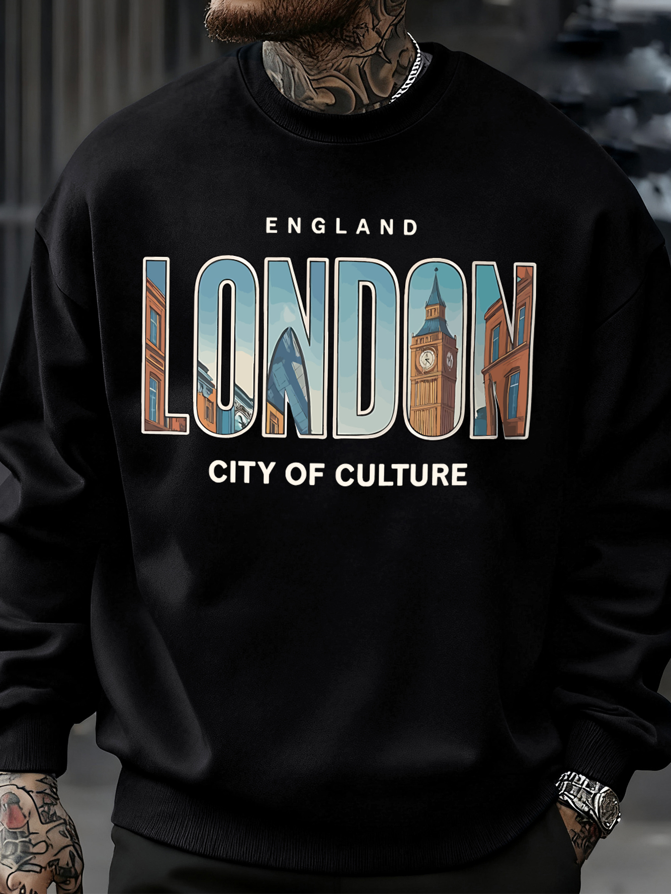 London City Pattern Sweatshirt - Street Fashion In London avaliação e preço