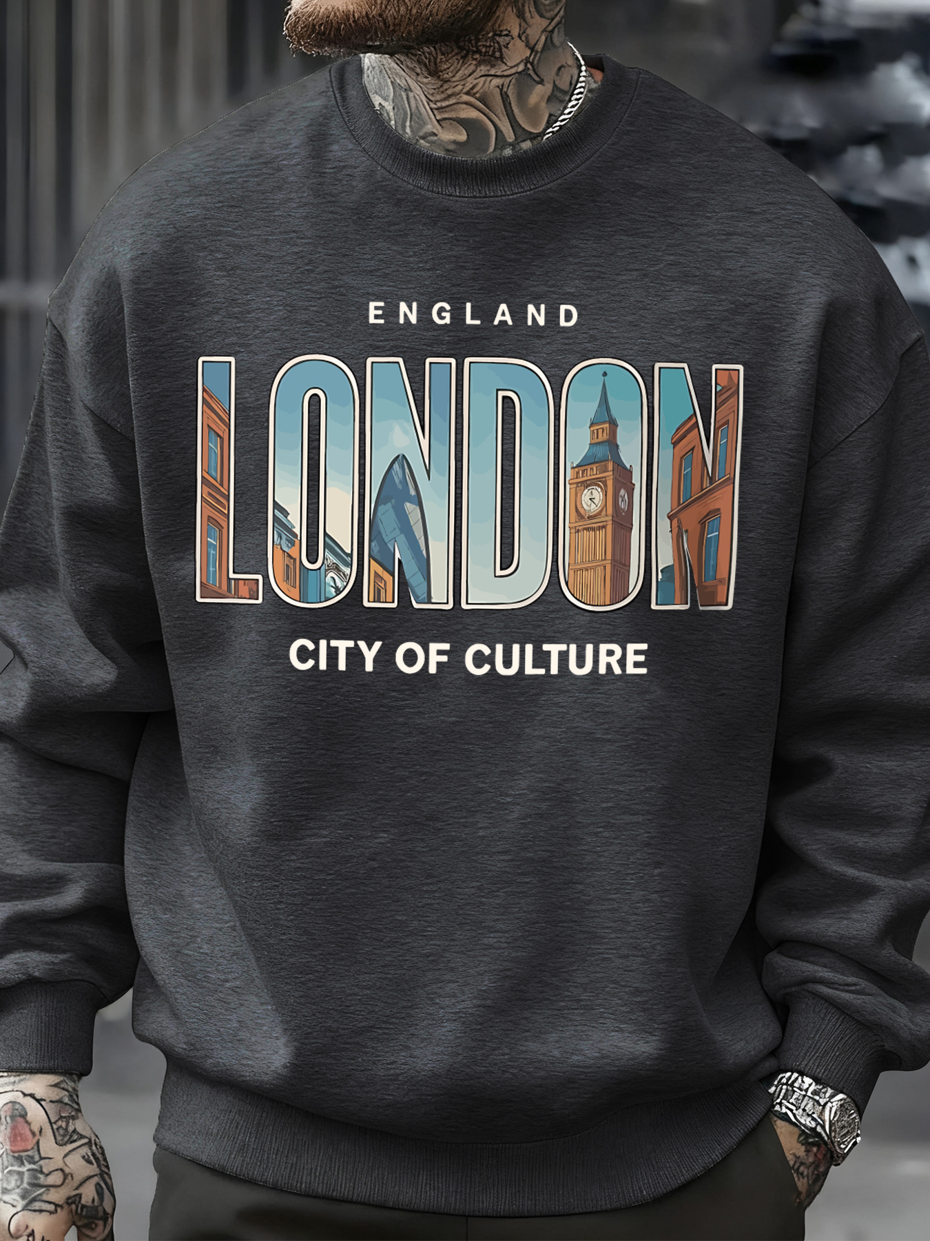 London City Pattern Sweatshirt - Street Fashion In London avaliação e preço