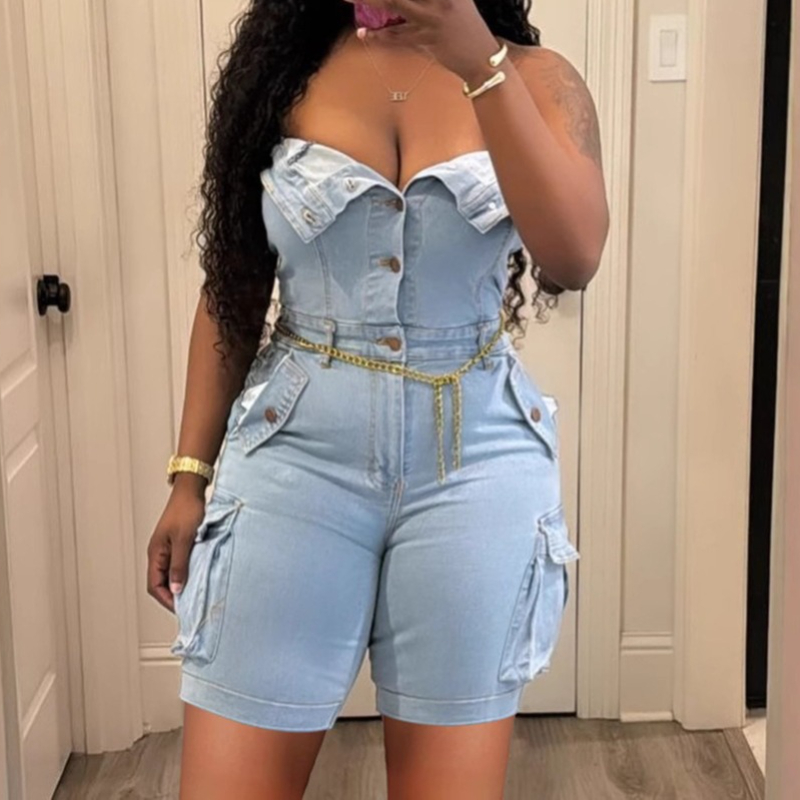 Women's Denim Jumpsuits One Pi - Street Fashion Jeans Women avaliação e preço