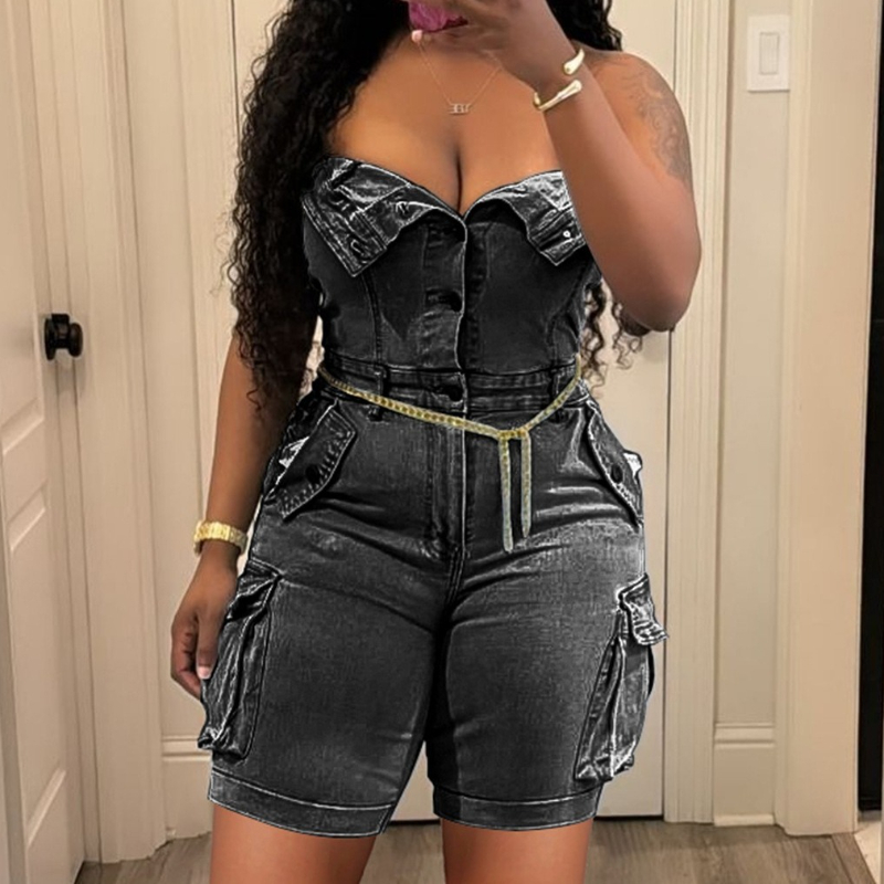 Women's Denim Jumpsuits One Pi - Street Fashion Jeans Women avaliação e preço
