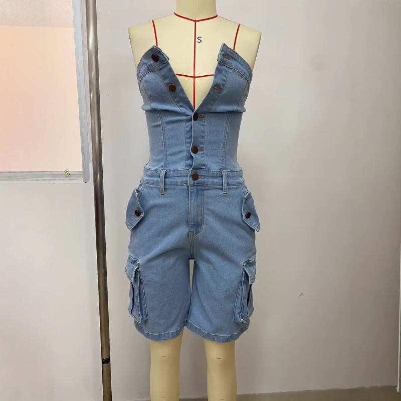 Women's Denim Jumpsuits One Pi - Street Fashion Jeans Women avaliação e preço