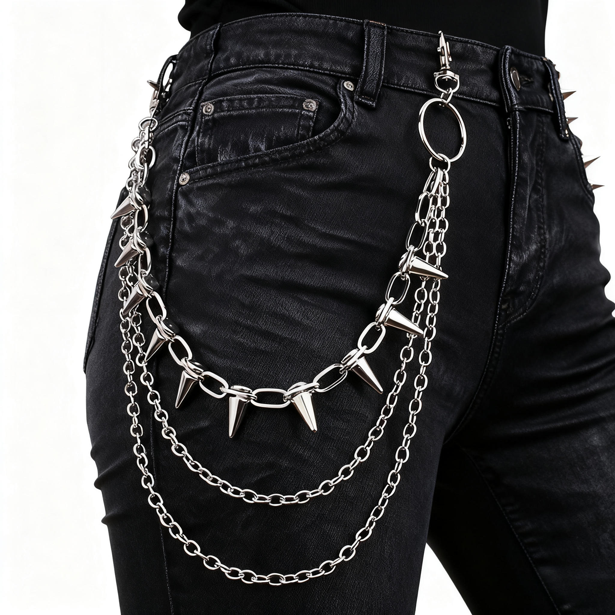 Unisex Hip Hop Punk Rock Metal - Street Fashion Jeans Women avaliação e preço
