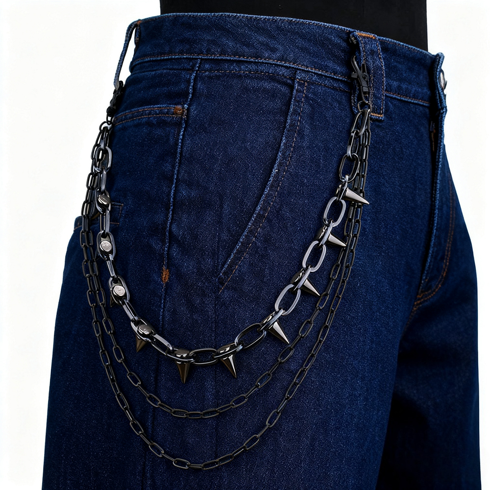 Unisex Hip Hop Punk Rock Metal - Street Fashion Jeans Women avaliação e preço