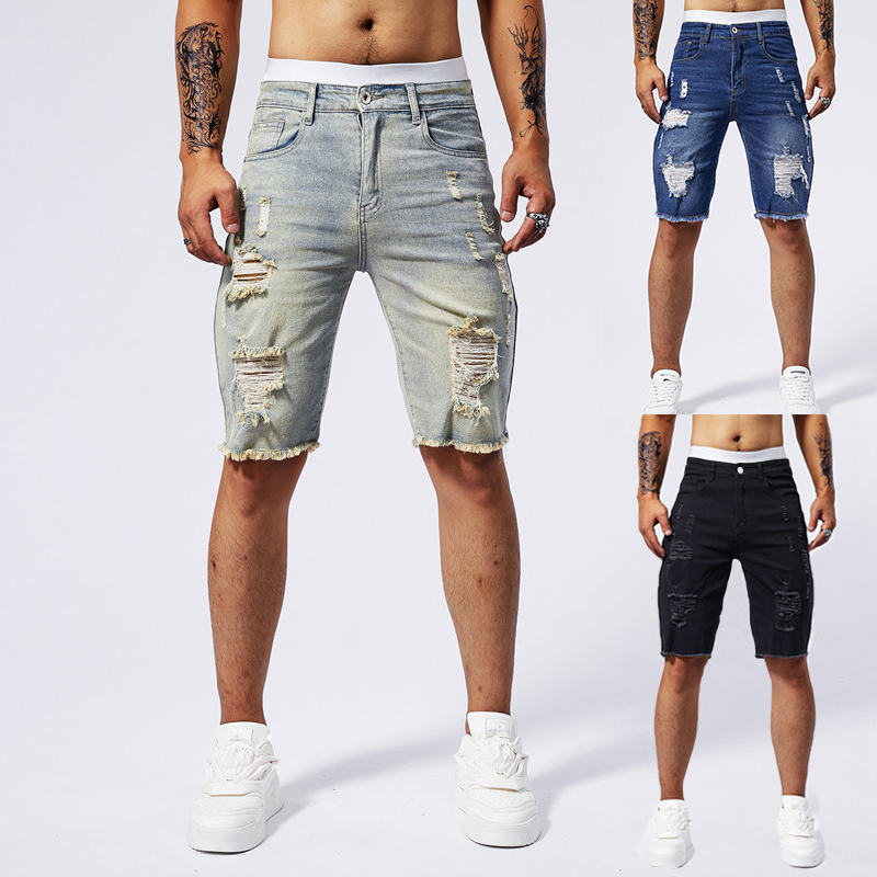 2025 Summer New Men's Ripped D - Street Fashion Men 2025 avaliação e preço