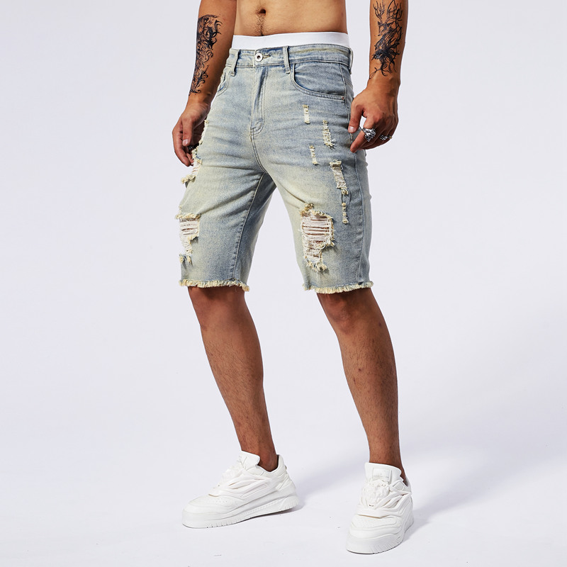 2025 Summer New Men's Ripped D - Street Fashion Men 2025 avaliação e preço