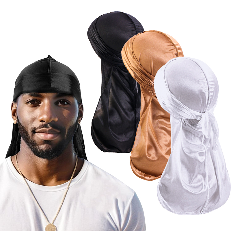 3PCS/LOT Long Durag Silk Satin - Street Fashion Hats avaliação e preço