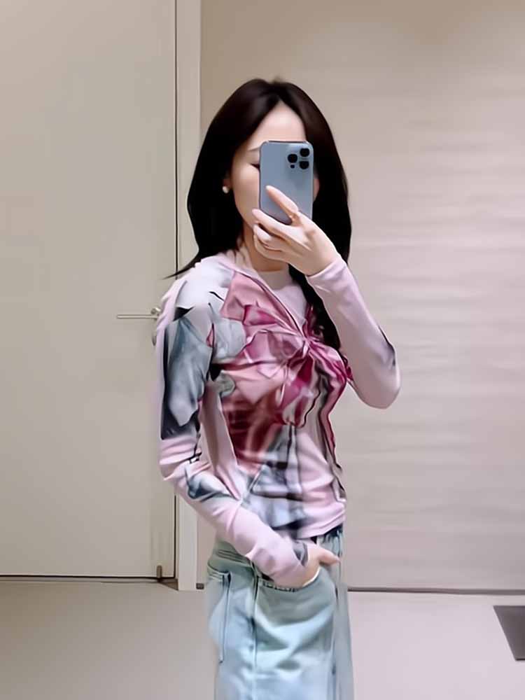 Elegant  Knot Printed Slim Fit - Mesh Top Layering avaliação e preço
