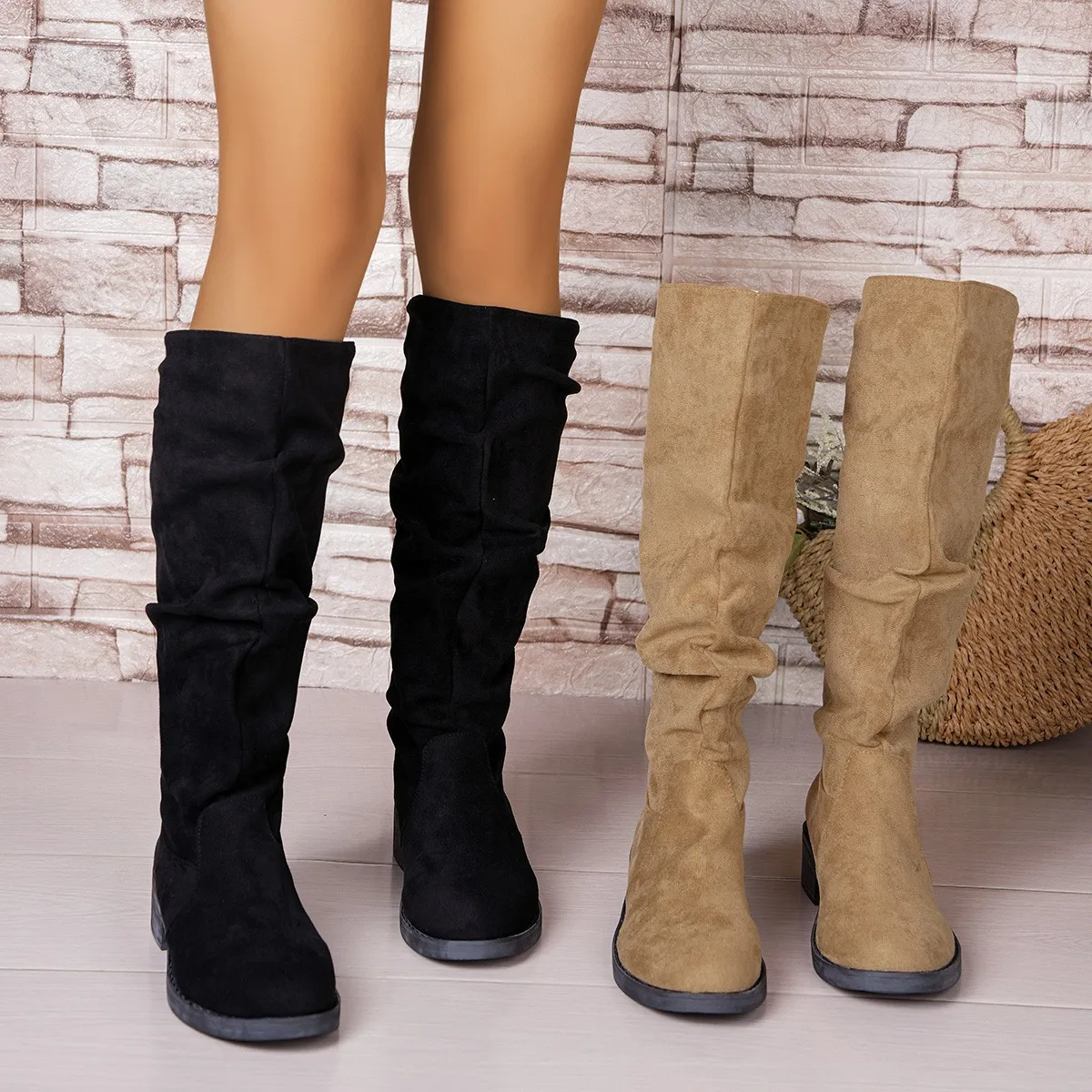 Pleated Boots Women Faux Suede - Street Fashion Winter avaliação e preço