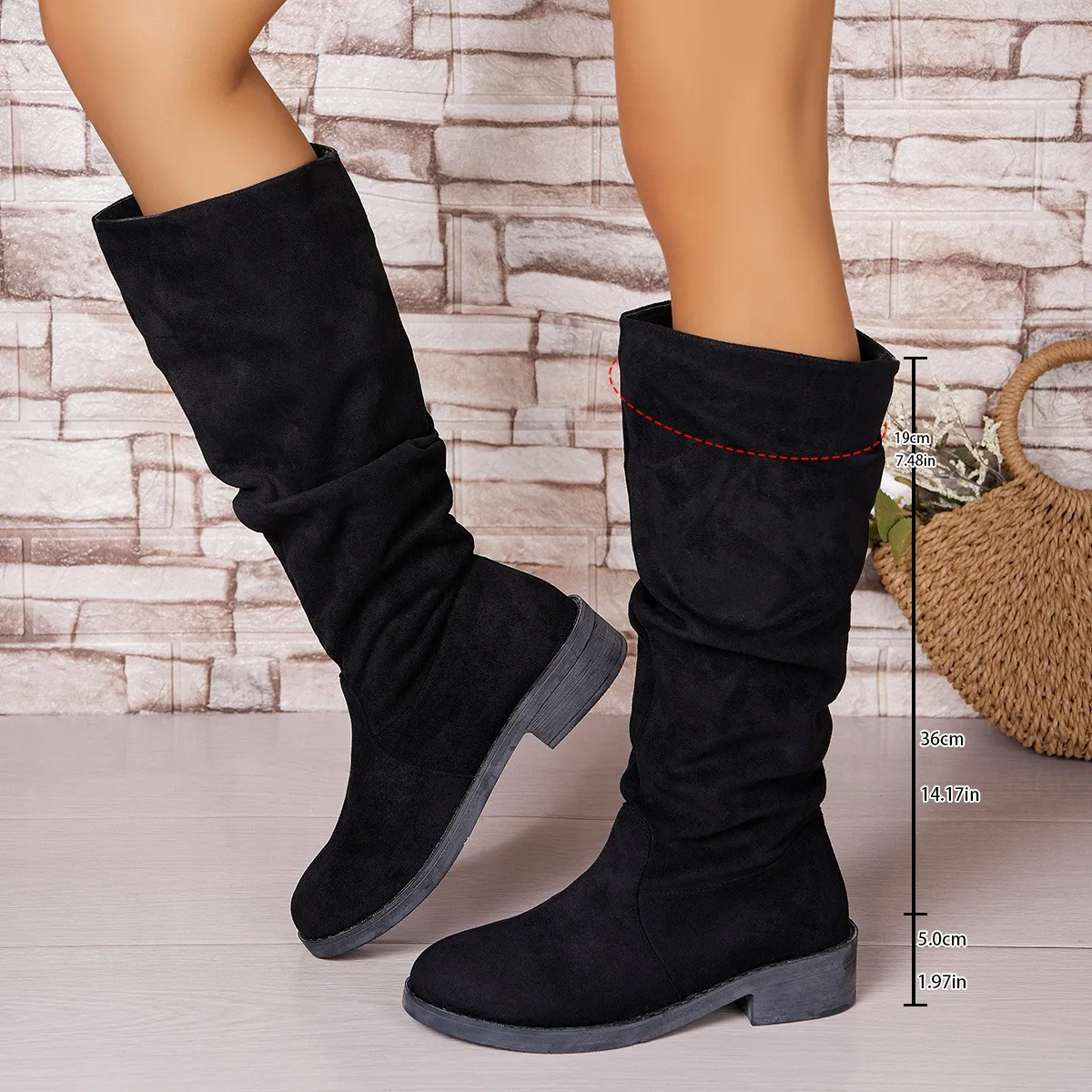Pleated Boots Women Faux Suede - Street Fashion Winter avaliação e preço