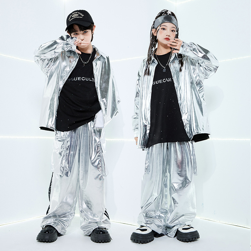 Boys Hip Hop Cool Silver Jacke - Street Fashion Kpop avaliação e preço