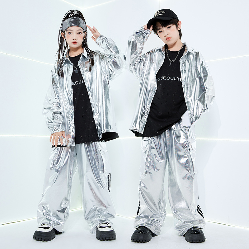 Boys Hip Hop Cool Silver Jacke - Street Fashion Kpop avaliação e preço