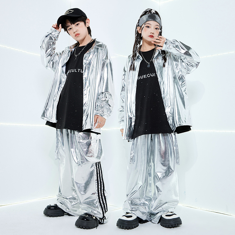Boys Hip Hop Cool Silver Jacke - Street Fashion Kpop avaliação e preço