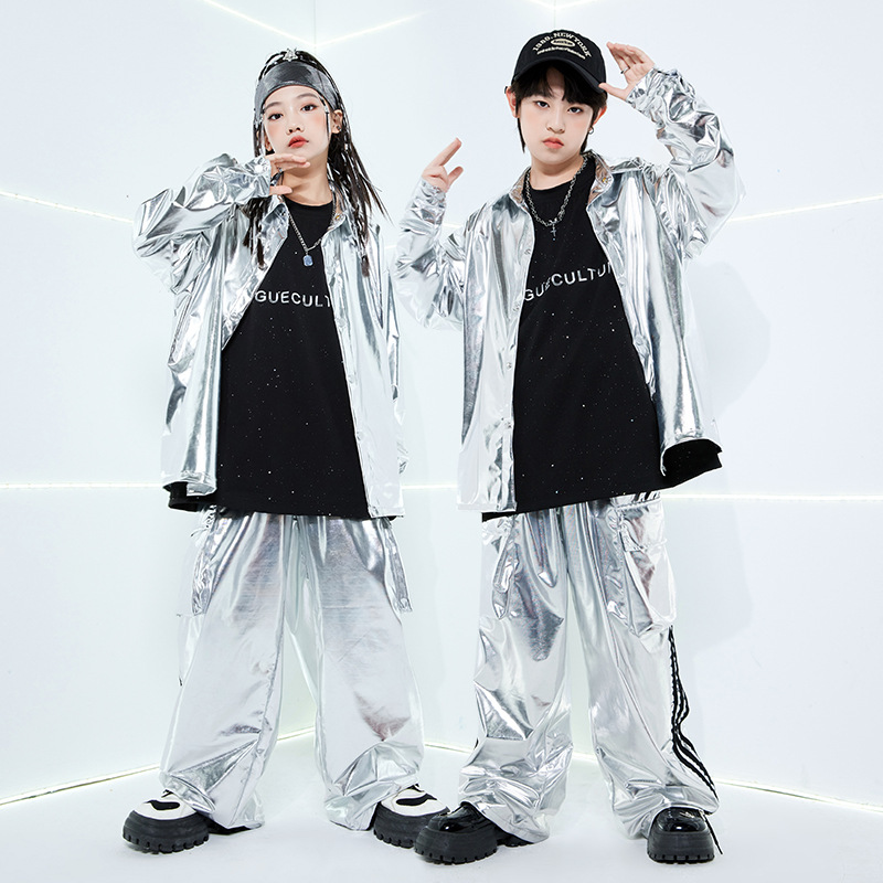 Boys Hip Hop Cool Silver Jacke - Street Fashion Kpop avaliação e preço