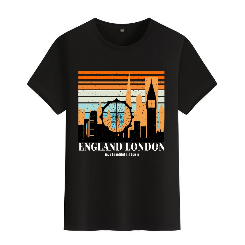 Men's Black Round-Neck Short-S - Street Fashion In London avaliação e preço
