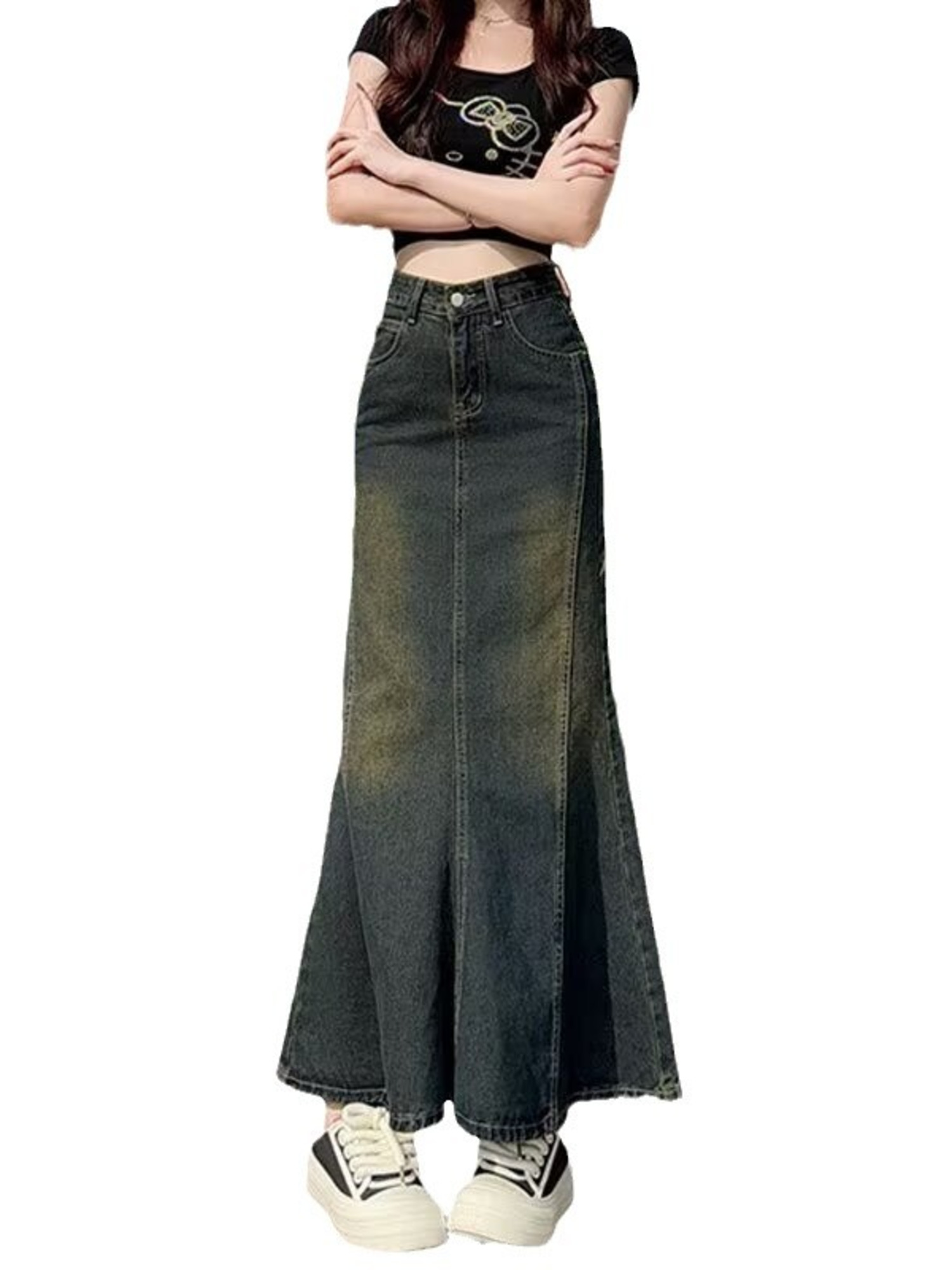 Women's Vintage Washed Denim M - Street Fashion Jeans Women avaliação e preço