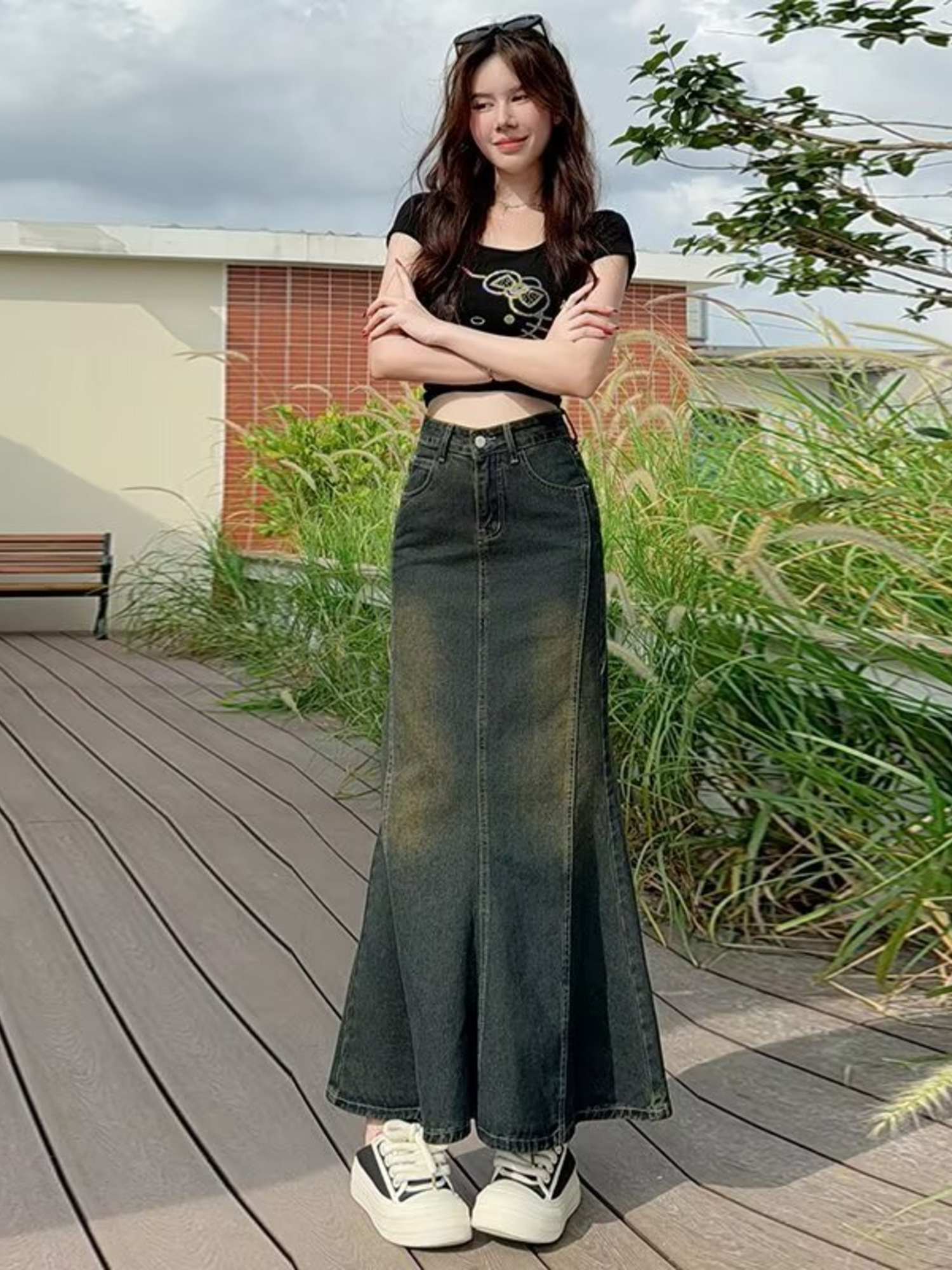 Women's Vintage Washed Denim M - Street Fashion Jeans Women avaliação e preço