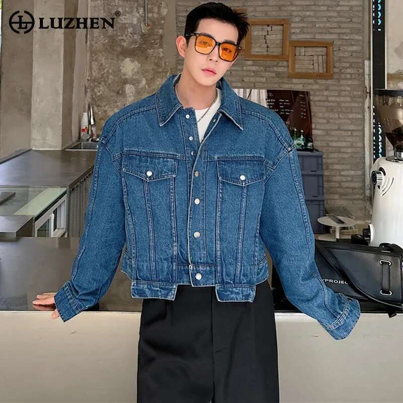 LUZHEN Personality Denim Short - Street Fashion Men 2025 avaliação e preço