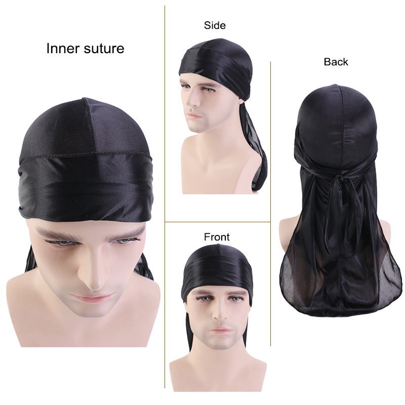 Unisex Silky Long Tail Durag P - Street Fashion Hats avaliação e preço
