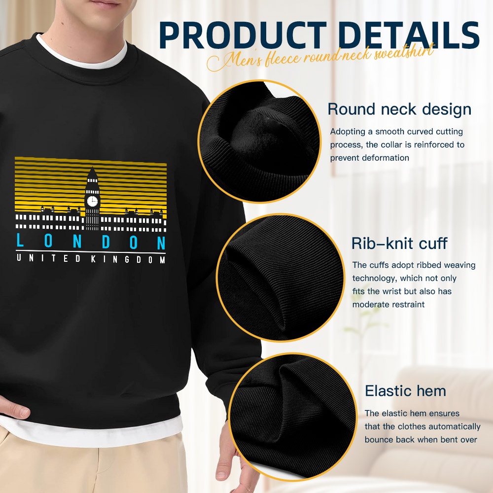 Men's Black Crew Neck Loose Sw - Street Fashion In London avaliação e preço