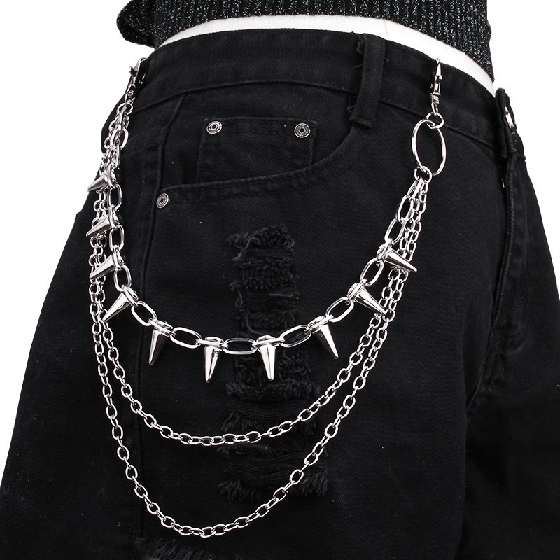 Hip Hop Punk Rock Metal Pants  - Street Fashion Jeans Women avaliação e preço