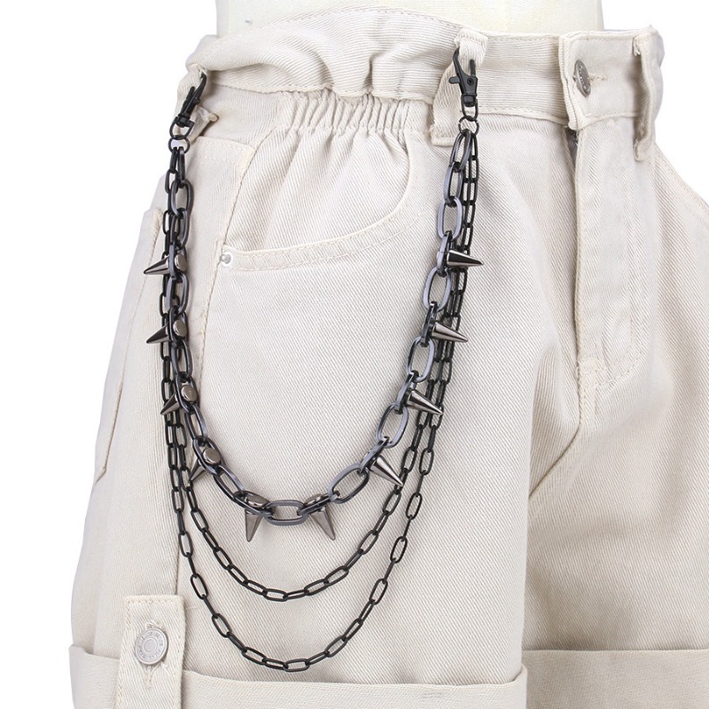 Hip Hop Punk Rock Metal Pants  - Street Fashion Jeans Women avaliação e preço