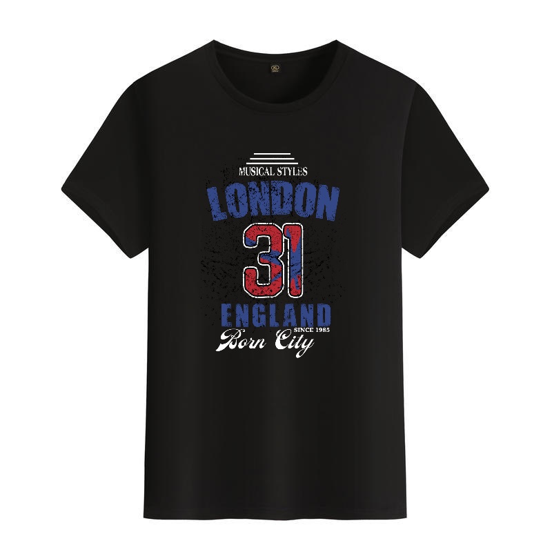 Men's Black Round-Neck Short-S - Street Fashion In London avaliação e preço