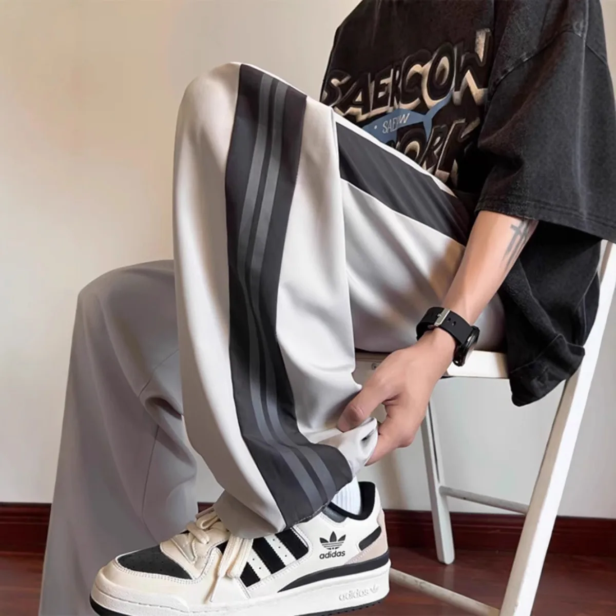 High Street Casual Pants Men W - Street Fashion Couple avaliação e preço