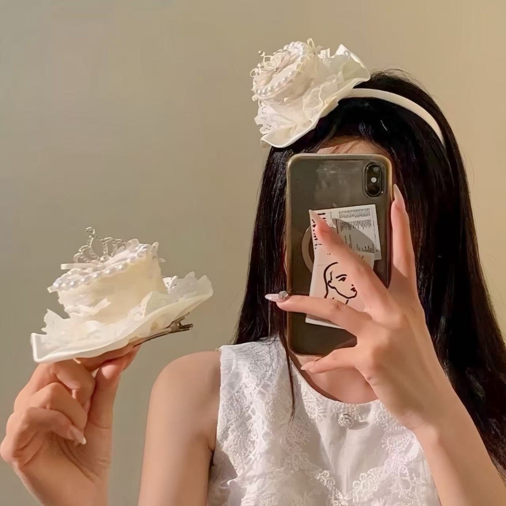 Elegant Cake Hat Hair Clip Cre - Mesh Top Layering avaliação e preço